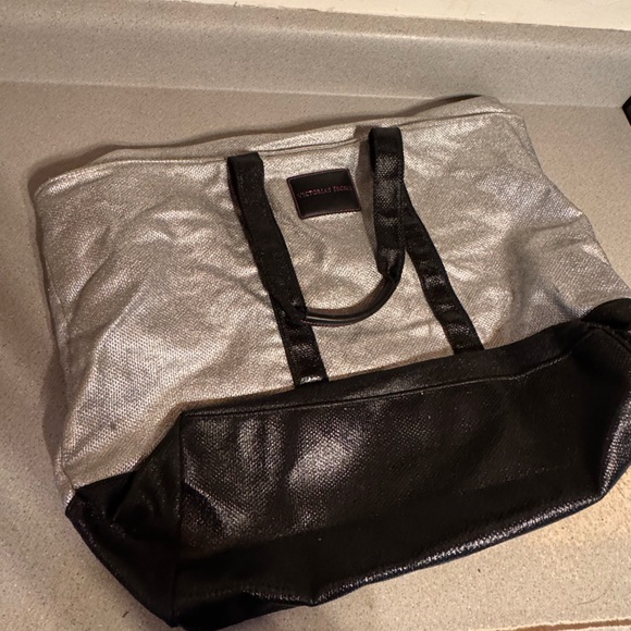 Victoria's Secret Handbags - Victoria's Secret Metallic Silver and Black Tote